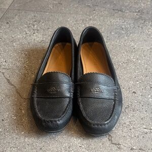 Coach Textured Black Leather Loafers